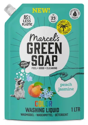 Productafbeelding van Marcel's Green Soap Wasmiddel Kleur Perzik En Jasmijn 1000 ML Navulling