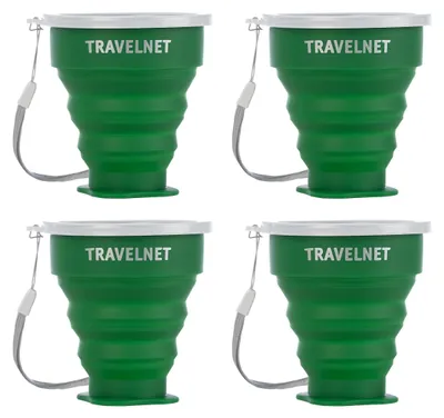 Productafbeelding van Travelnet Foldy Opvouwbare Siliconen Bekerset - Set van 4