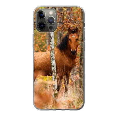 Produktbild von MuchoWow® Handyhülle Schutzhülle Hülle für iPhone 13 Pro Pferd - Wald - Braun Silikon Softcase Handy Hülle - Handy-Tasche