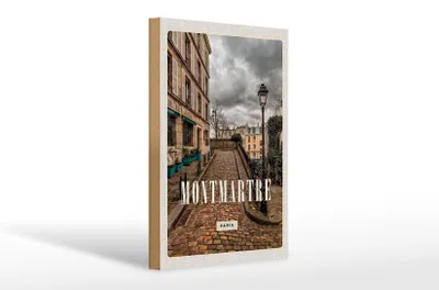 Produktbild von Holzschild Reise 20x30cm Montmartre Altstadt Reiseziel