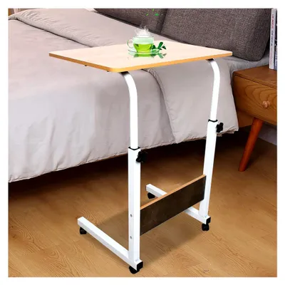Produktbild von Höhenverstellbarer Beistelltisch, 40 × 60 × 70 cm, mobiler Laptoptisch mit Rollen für Betten und Sofas