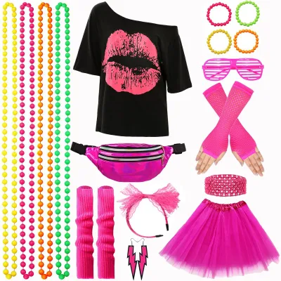 Produktbild von 80er und 90er Jahre Outfit XXL, rosa, für Karneval