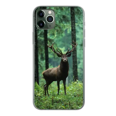 Produktbild von MuchoWow® Handyhülle Schutzhülle Hülle für iPhone 11 Pro Max Hirsche - Wald - Bäume - Tiere - Natur Silikon Softcase Handy Hülle - Schutz