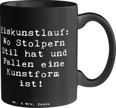 Produktbild von Mr. & Mrs. Panda Kaffeebecher Spruch Eiskunstlauf Kunst - Schwarz - Geschenk, Tasse, Becher, Präzision, haferl, Sportler, Teetasse, Humor, Geschenke, Athletik, Teamsport
