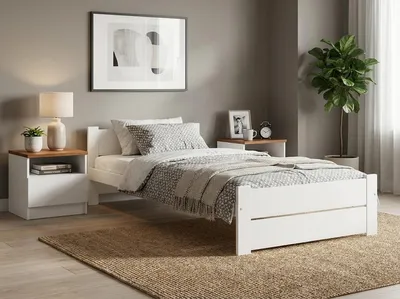 Obrázek produktu pro Postel IKAROS DOUBLE 80x200, bílá, lať. rošt, bez matrace, Obrázek vytvořený pomocí AI