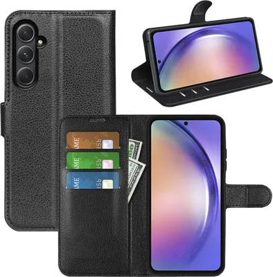 Produktbild von Klapphülle für Samsung Galaxy A55 5G (Schwarz) - Handyhülle Kunstleder Hülle Case