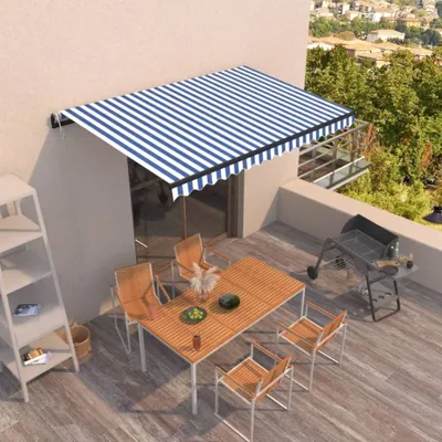 Produktbild von Gelenkarmmarkise Automatisch 400x350 cm Blau und Weiß , Markisen Design 2024