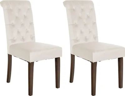 Produktbild von CLP 2er Set Esszimmerstühle Lisburn Mit Lehne im Chesterfield Design creme Material Samt