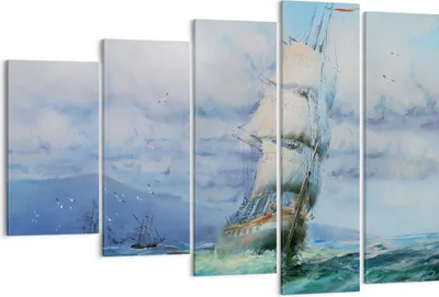 Produktbild von Bild auf Leinwand - Leinwandbild - Meer Segelschiff - 150x100cm - Wand Bild - Wanddeko - Leinwanddruck - Bilder - Kunstdruck - Wanddekoration - Leinwand bilder - Wandkunst - EG150x100-3782