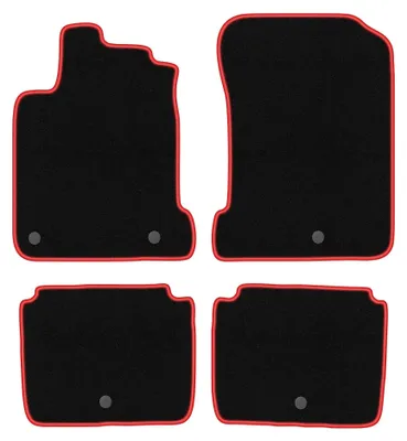Imagen del producto de Alfombrillas de moqueta para Renault Latitude 2010-2015 (sedán) – juego de 4 piezas, negro/rojo, a medida – Wielganizator CARLUX