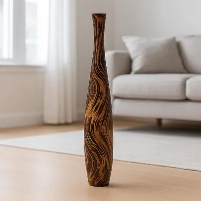 Produktbild von Leewadee Hohe Bodenvase 65 cm aus Mangoholz in braun