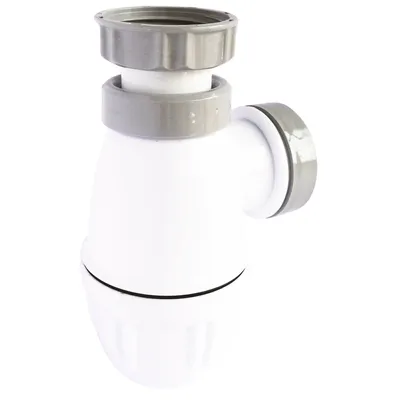 Produktbild von SOMATHERM FOR YOU - P416 - Verstellbarer Waschtisch-Siphon mit integrierter Dichtung - Aus weißem Kunststoff - Anschluss durch Steckverbindung - Höhenverstellbar von 45 bis 99 mm - Zulauf 33/42, Ablauf für 32-mm-Rohr - Wasserstand 50 mm