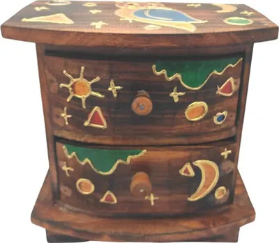 Image de Mini boîte de chargement en bois plateau 2 tiroirs boîte à couture bureau organisateur rangement bricolage décoration intérieure (hibou de la mort)