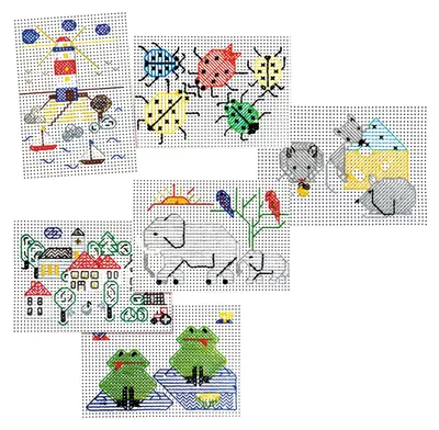 Produktbild von Ursus Stickkarton Bastelset 23x33cm Fotokarton 300g 8 Blatt Motive Strickgarn