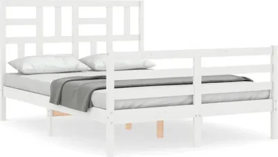 Produktbild von vidaXL Massivholzbett mit Kopfteil Weiß 140x200 cm