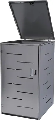 Produktbild von Pokrywa kosza na śmieci HWC-E83, pokrywa kosza na śmieci, rozszerzalna 117x66x80cm ~ stal nierdzewna 30kg