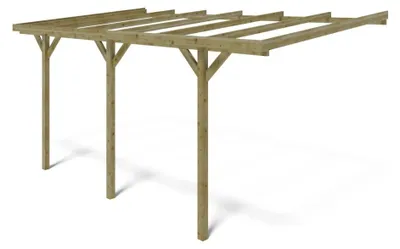 Immagine prodotto di Tettoia posto auto coperto in legno 3x5.24 m - 15 m2 - addossato 