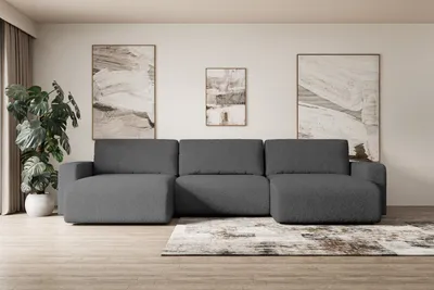 Produktbild von ALTDECOR Ecksofa mit Schlaffunktion und Bettkasten Corner Sofa Eckcouch Couch U-Form universal, links/rechts angeordnet Schlafcouch Ausziehbar Wohnlandschaft Schlafsofa KLEEA-U - 347x143x83cm Grau