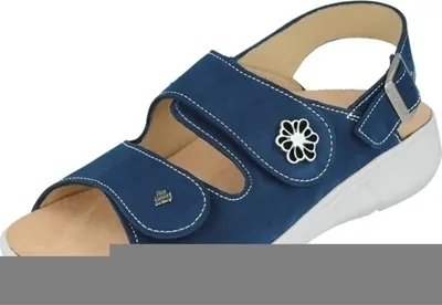 Produktbild von Finn Comfort Faial Damensandalette, Atoll, Leder, bequem,  - Damenschuhe Sandale bequem / lose Einlage, Blau, leder (nubuk)