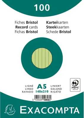 Produktbild von Exacompta Karteikarte 10848SE DIN A5 liniert grün 100 St./Pack.