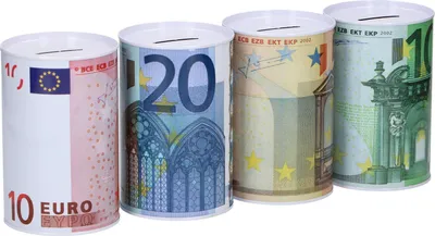 Produktbild von 4er Set Spardose im Euro-Design Metall Blech Dose Sparbüchse Gelddose Metallspardosen Geldspardose Metallspardose