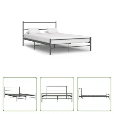 Image de The Living Store Cadre de lit Gris Métal 120x200 cm
