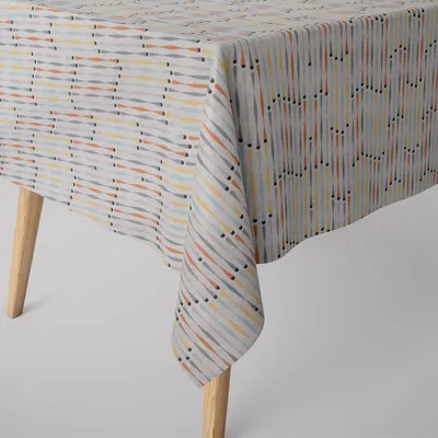 Produktbild von SCHÖNER LEBEN. Tischdecke geom. Stäbchen beige blau gelb orange grau Größe 130x220cm