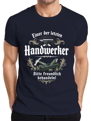 Productafbeelding van Eén van de laatste ambachtslieden. Graag een statement. Sarcasme. Heren T-shirt, marineblauw, maat XL