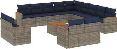 Produktbild von 14-teiliges Gartensofa-Set mit Kissen, grau, Polyrattan