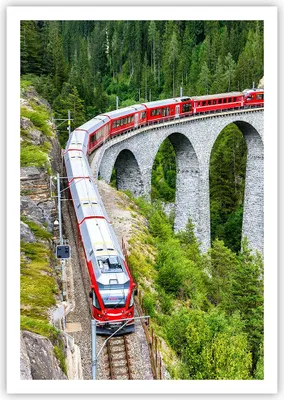 Produktbild von Poster - Poster ohne Rahmen - Viadukt Landwasser Zug - 70x100 cm - Wand Bild - Wanddeko - Wandbilder - Kunstposter - Wandposter - Bilder - Kunstdruck - Wanddekoration - Wandbild - P2XPA70x100-4605