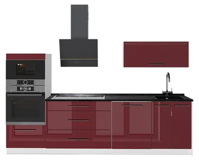 Obrázek produktu pro Kuchyňský kout Vicco Fame-Line Bordó červená vysoký lesk/Bílá 280 cm, PD Antracit, Model 64727