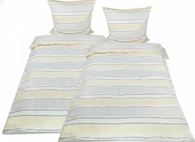 Image de Beautissu 4 pièces parure de lit en coton Viola, 155 x 220 cm, taie d'oreiller 80 x 80 cm, beige