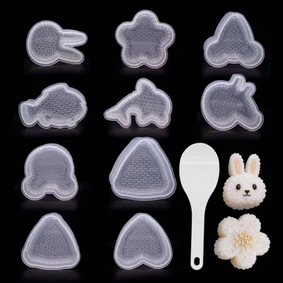 Onigiri-Formen-Set, 10 Stück + Reislöffel, DIY Sushi Maker