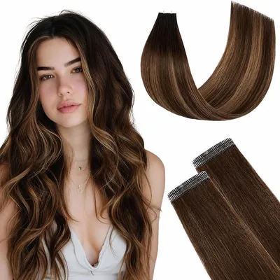 Obrázok produktu pre Vlasy tape in prírodné ombre hnedá 45cm 40g predĺžené.