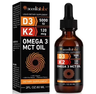 Produktbild von 60 ml - Vitamin D3 K2 Tropfen | 4 ml = 20.000 IE | Markenprodukt - ACENTIALLABS®