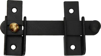 A black metal gate latch is shown against a white background.