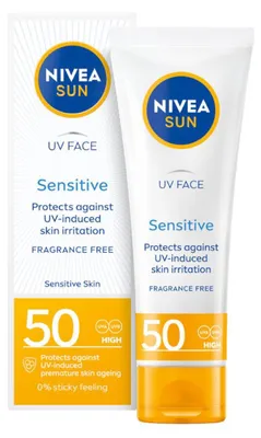 Produktbild von NIVEA SUN Sensitive Schutzcreme mit LSF 50 für empfindliche Haut, 50 ml