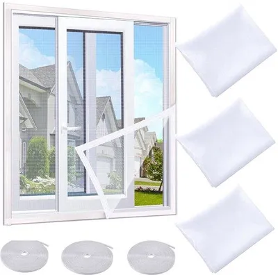 Image de Moustiquaires enroulables pour fenêtres - 3 pièces - Blanc - 1,5 m x 2 m