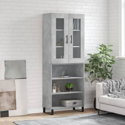 Obrázek produktu pro vidaXL Highboard concrete grey 69,5x34x180 cm odvozený dřevěný výrobek