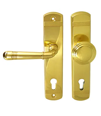 Produktbild von Massiv Messing Haustür Schutzbeschlag Helena Prime LS Messing poliert Hs 92