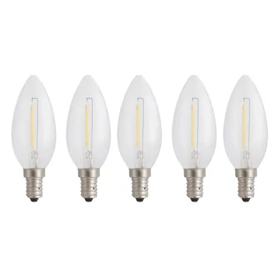 Produktbild von 2700K Warmweiß, 5 Stück LED Filament Lampe Kerze C35 1W E14 Retro Leuchtmittel