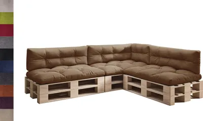 Produktbild von sunnypillow Palettenkissen für Palettenmöbel - 7er Set - Palettenauflage 120 x 80 für Palettensofa - Palettenpolster für Garten, Gesteppte Kissen für Europaletten - Sitzkissen & Rückenkissen Braun