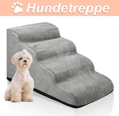 Produktbild von 4-stufige Hundetreppe Rutschfeste Haustierrampe Treppen Hunderampe fuer Haustier Hundestufen Abnehmbar und waschbar