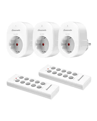 Produktbild von DEWENWILS Funksteckdosen mit Fernbedienung, 3er Set und 2 Sender, 2300W, weiß