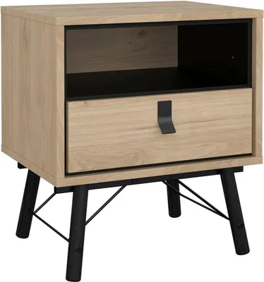 Image de Chito - Table de chevet, 53x40x60h cm Chêne Marron, un Tiroir