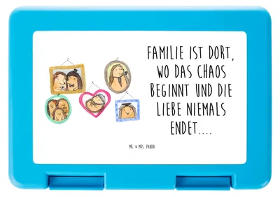 Produktbild von Mr. & Mrs. Panda Bento Box Igel Familie - Weiß - Geschenk, Bruder, Lunchbox, Brotbehälter, Bentobox, Bilder, Essensbox, Mama, Lebensmittel Aufbewahrungsbox, Papa, Liebe