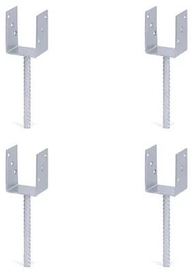 Produktbild von Alberts 4 x U-Pfostenträger mit Riffelstahl-Betonanker, 81x104 mm, Betonanker 200 mm, feuerverzinkt, zum Einbetonieren