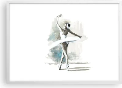 Produktbild von Gerahmtes Poster - Weißer Rahmen - Ballerina Tanz Frau - 70x50 cm - Wand Bild - Wanddeko - Wandbilder - Kunstposter - Wandposter - Bilderrahmen - Bilder - Kunstdruck - Wanddekoration - P2WAA70x50-4953