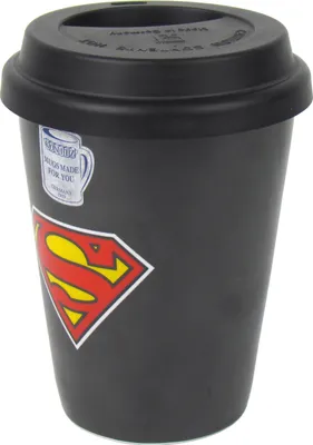 Produktbild von Superman Kaffee-Becher to go aus Porzellan | Mug to go | Thermobecher | 240 – 400ml | spülmaschinengeeignet