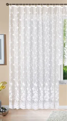 Produktbild von Gardine Store Langstore Jacquard Koblenz HxB 245x450 cm Kräuselband Universalband Weiß Blumenmuster Transparent Voile Vorhang Wohnzimmer